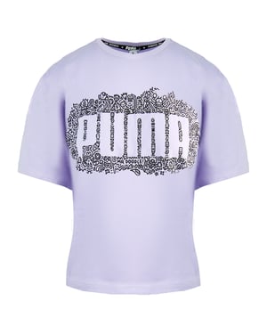Puma x Mr Doodle Short Sleeve Crew Neck Lilac Womens Cropped T-Shirt 598654 88