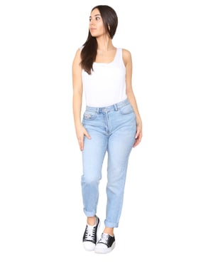 M&Co Womens High Rise Tapered Straight Leg Mom Jeans