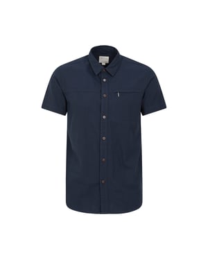 Mountain Warehouse Heren Kokosnoot Slub Overhemd met Korte Mouwen (Marine)
