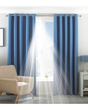 Twilight Blackout Eyelet Curtains in Denim