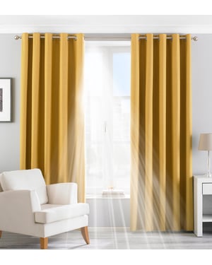Twilight Blackout Eyelet Curtains in Ochre