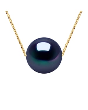 Ketting Black Pearl Zoetwater Ronde 11-12 mm Chain Convict 18K Yellow Gold