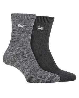 Womens Walking Boot Socks | Jeep | 2 Pack High Performance Polyester Running Socks - Charcoal / Slate