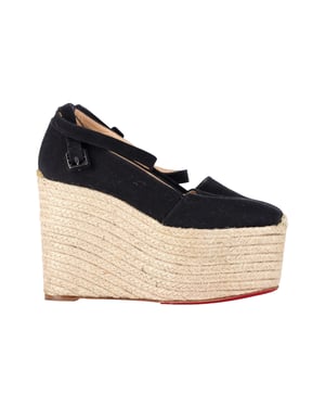 Christian Louboutin Dehia Espadrille Platform Wedge in Zwarte Canvas