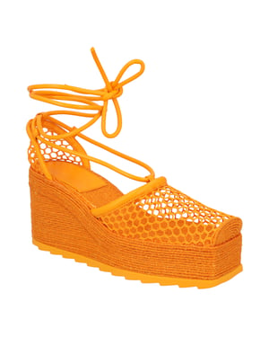 Bottega Veneta Oranje Stretch 90 Wedge Espadrilles