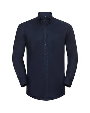 Russell Collection Långärmad Oxford-skjorta för män med lång ärm och lättskött skötsel (Ljus marinblått)
