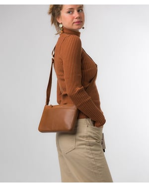 Raye' Oak Nappa Leather Cross Body Bag