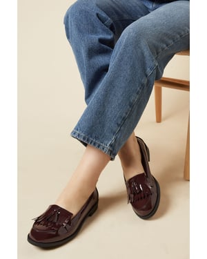 Dorothy Perkins Womens Loafer Flats Red Faux Leather Day to Night Spring Summer