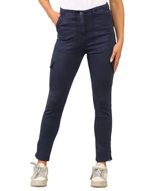 MYT Womens Cargo Chino Ankle Grazer Trousers in Navy