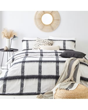 Textured Mohair Check Cotton Duvet Covet Set
