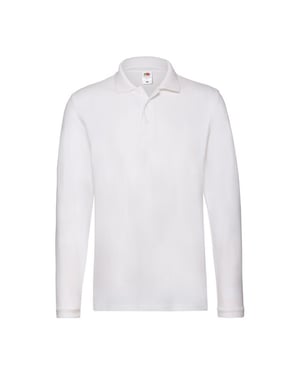 Fruit of the Loom Herenpolo Piqué Katoen met lange mouwen (Wit)