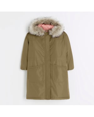 River Island Girls Parka Coat Khaki Hooded