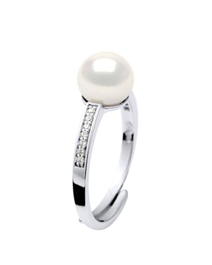 Ring Zoetwater Parel sieraden 7-8mm Wit en zirkonium oxides 925