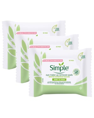 Simple Kind to Skin Eye Make-Up Remover Pads with Pro-vitamin B5, 3x 30 Pads