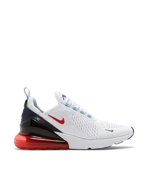 Nike Air Max 270 Trainers, White/Chile Red-Midnight Navy