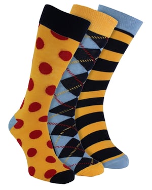 HS by Happy Socks - Heren 3-pack vrolijke novelty dresssokken - Vlek (Marineblauw)