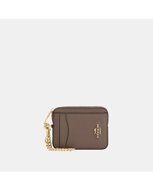 Refined Pebbled Leather Zip Card Case