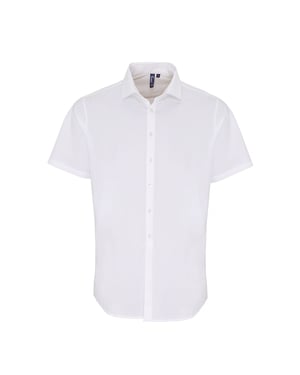 Premier Heren Rekken Pasvorm Poplin Korte Mouwen Shirt (Wit)