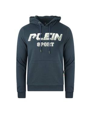 Philipp Plein Sport Zilveren Logo Marineblauwe Hoodie