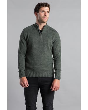 Khaki Recycled Cotton Blend 1/4 Zip Twist Jumper