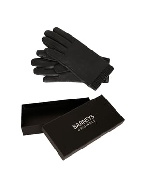 Barneys Originals Gift Boxed Black Leather Gloves With Elasticated Cuff