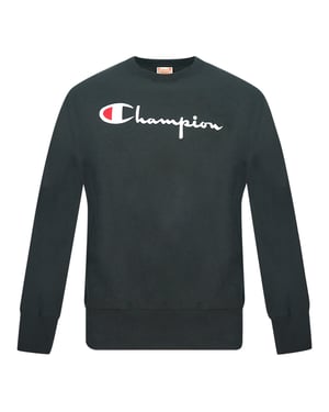 Champion Script Logo Svart Sweatshirt