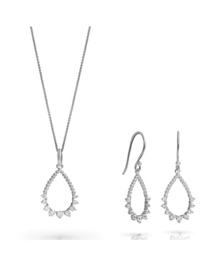 Orphelia 'Petal' Dames 925 Sterling Zilveren Set: Halsketting + Oorbellen - Zilver SET-7564