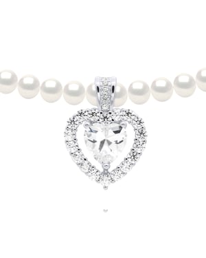 Necklace Row of Real Cultured Freshwater Pearls Semi Round 5-6 mm