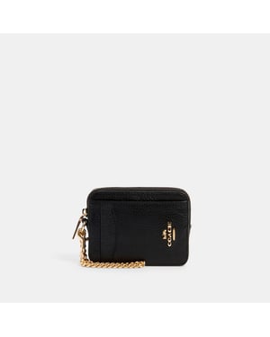 Refined Pebbled Leather Zip Card Case