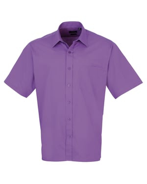Premier Heren Korte Mouw Formele Poplin Gewoon Werk Shirt (Rijke Violet)