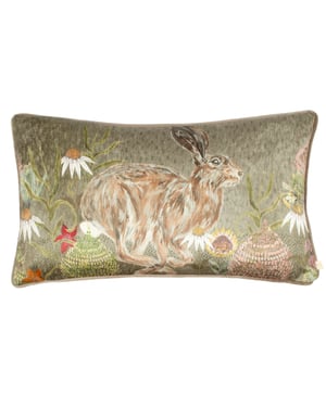 Wylder Meadow Bloom Hazel Hare Printed Chenille Cushion Cover