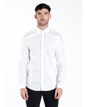 Luke 1977 Men's The Butchers Pencil Slim Fit Smart Shirt in White