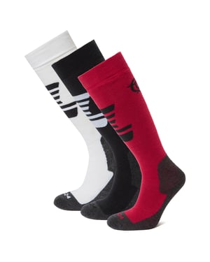 Bergenz 3 Pack Womens Ski Socks Black/Dark Pink/Optic White