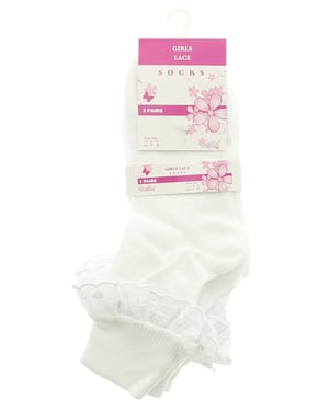 Girls Frilly Ankle Socks 3 Pk White