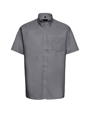 Russell Collection Heren Oxford Easy-Care overhemd met korte mouwen (Zilver)