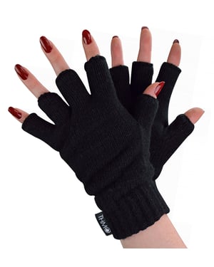 Thermo Fingerless-handskar för damer | THMO | Vinter Fleece Fodrade Mjuka Thinsulate-handskar för kvinnor - Svart