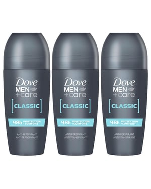 Dove Men+Care Roll On Classic AntiPerspirant Deodorant 48H Protection, 3x50ml