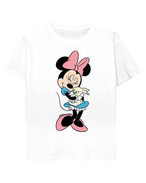 Disney Girls Minnie Mouse Bunny Hug Cotton T-Shirt (White)