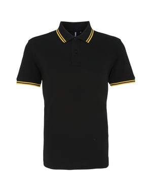 Asquith & Fox Mens Classic Fit Tipped Polo Shirt (Black/Yellow)