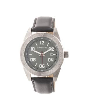Morphic M63-serie horloge met leren band en datum