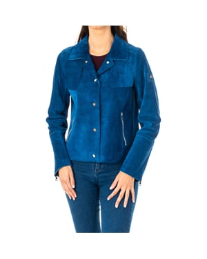 Women's long-sleeved leather jacket with lapel collar JWL002