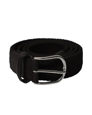 Anderson's Woven-effect Buckle Belt in Dark Brown Leather Trim