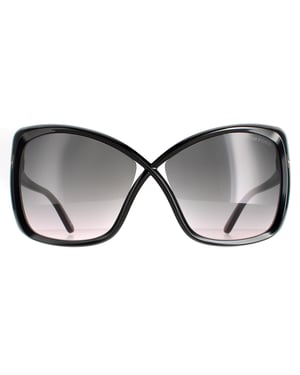 Tom Ford vlinder dames glanzende zwarte rookgradiënt ft0943 jasmin zonnebril