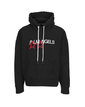 Palm Angels Embroidered Stars Logo Black Hoodie