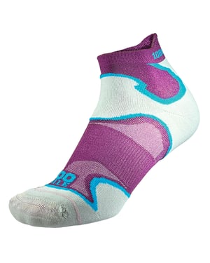 1000 Mile - Ladies Double Layer Fusion Ankle Running Padded Socks - Purple / Kingfisher