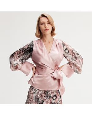 Cross Heart Top met bloemenprintmouwen