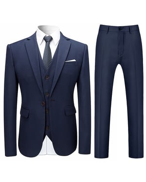 3-delad Slim Fit Solid mörkblå smart bröllopskostym