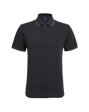 Asquith & Fox Mens Classic Fit Tipped Polo Shirt (Black Heather/Charcoal)
