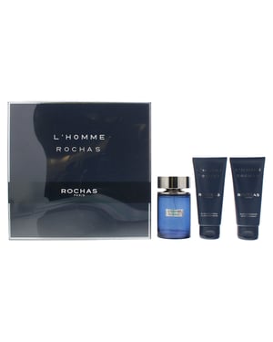 Rochas L'Homme Rochas 3 Piece Giftset: Eau De Toilette 100ml - Shower Gel 100ml -Aftershave Balm 100ml
