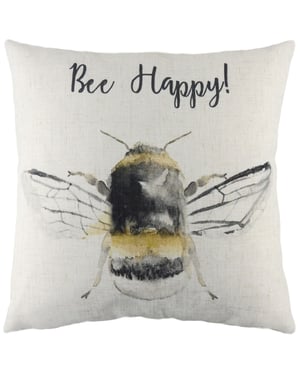 Evans Lichfield Bee Happy Watercolour Printed Cushion Cover